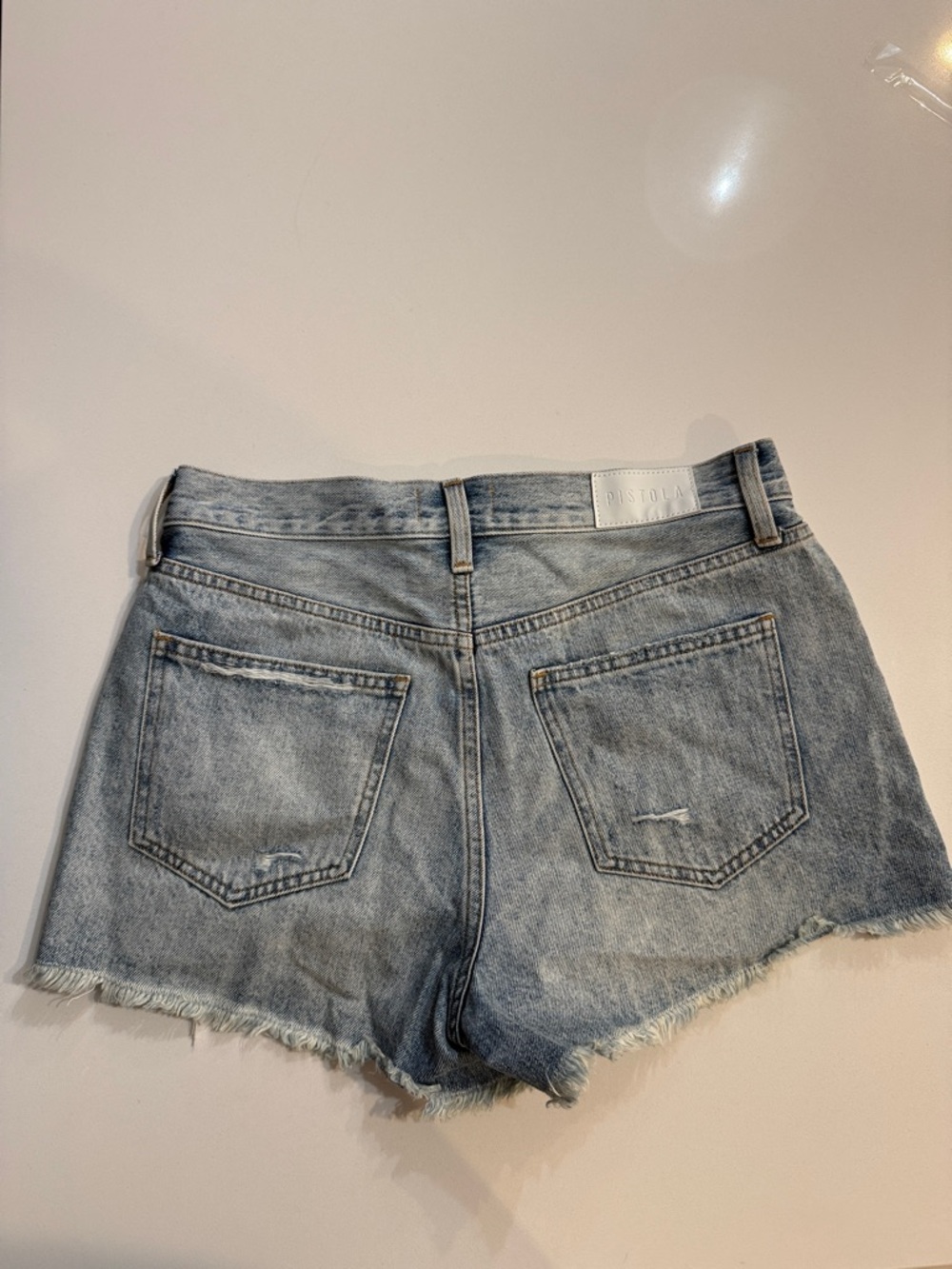 PISTOLA Nova High Rise Cut Off Distressed Denim Shorts - Size 27 - Picture 5 of 8